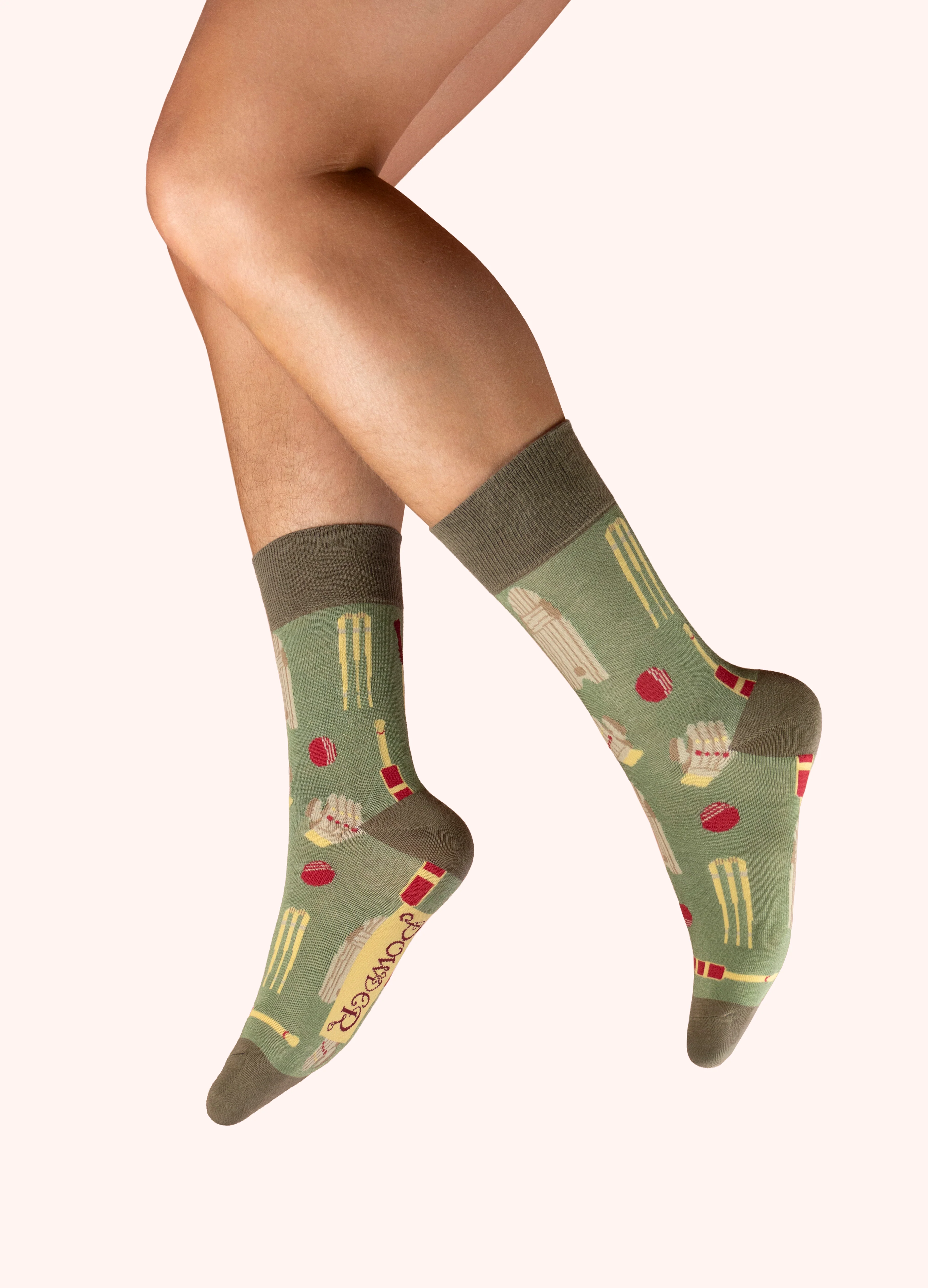 Men's Ankle Socks - Vintage Cricket in Sage
