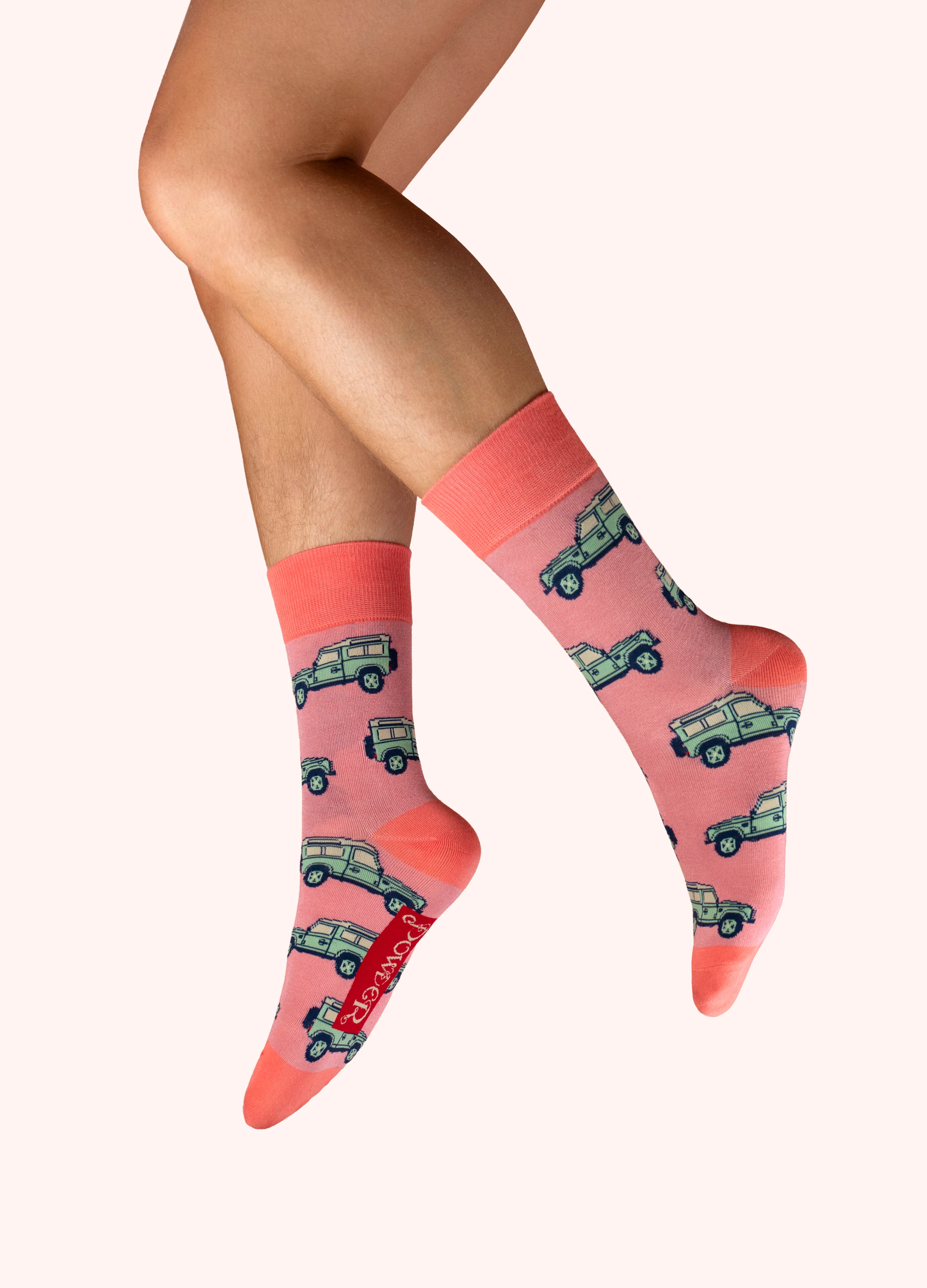 Men's Ankle Socks - Vintage Land Rover in Rose