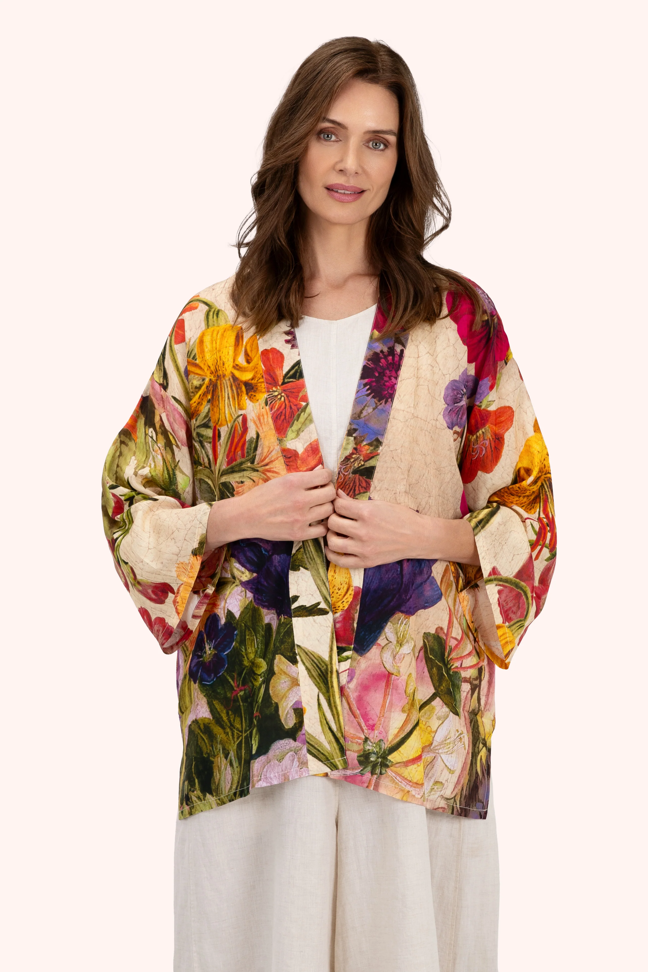 Mid-Length Kimono - Cream Posy - Image 2