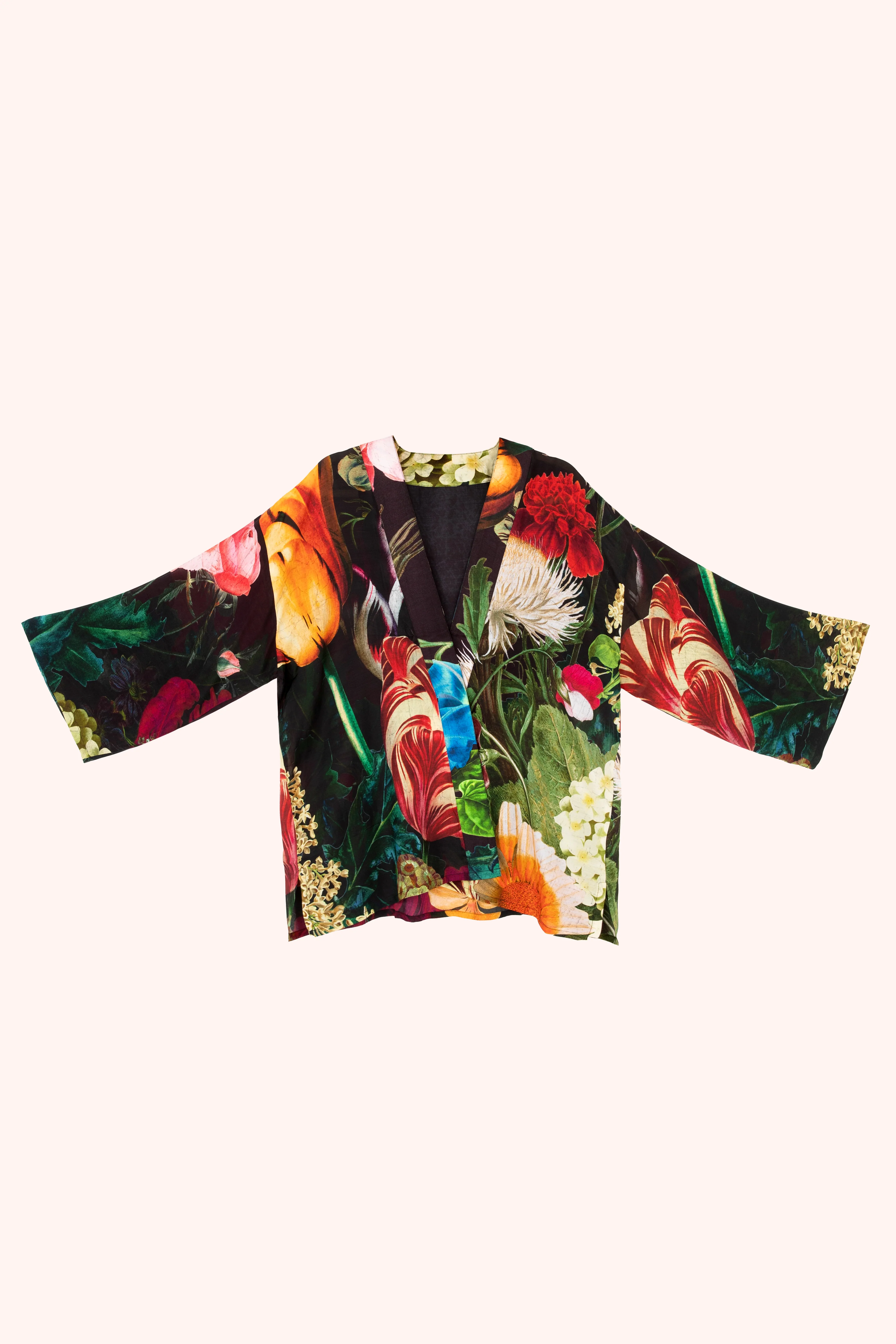 Mid-Length Kimono - Opulant Florals, Chocolate - Image 7