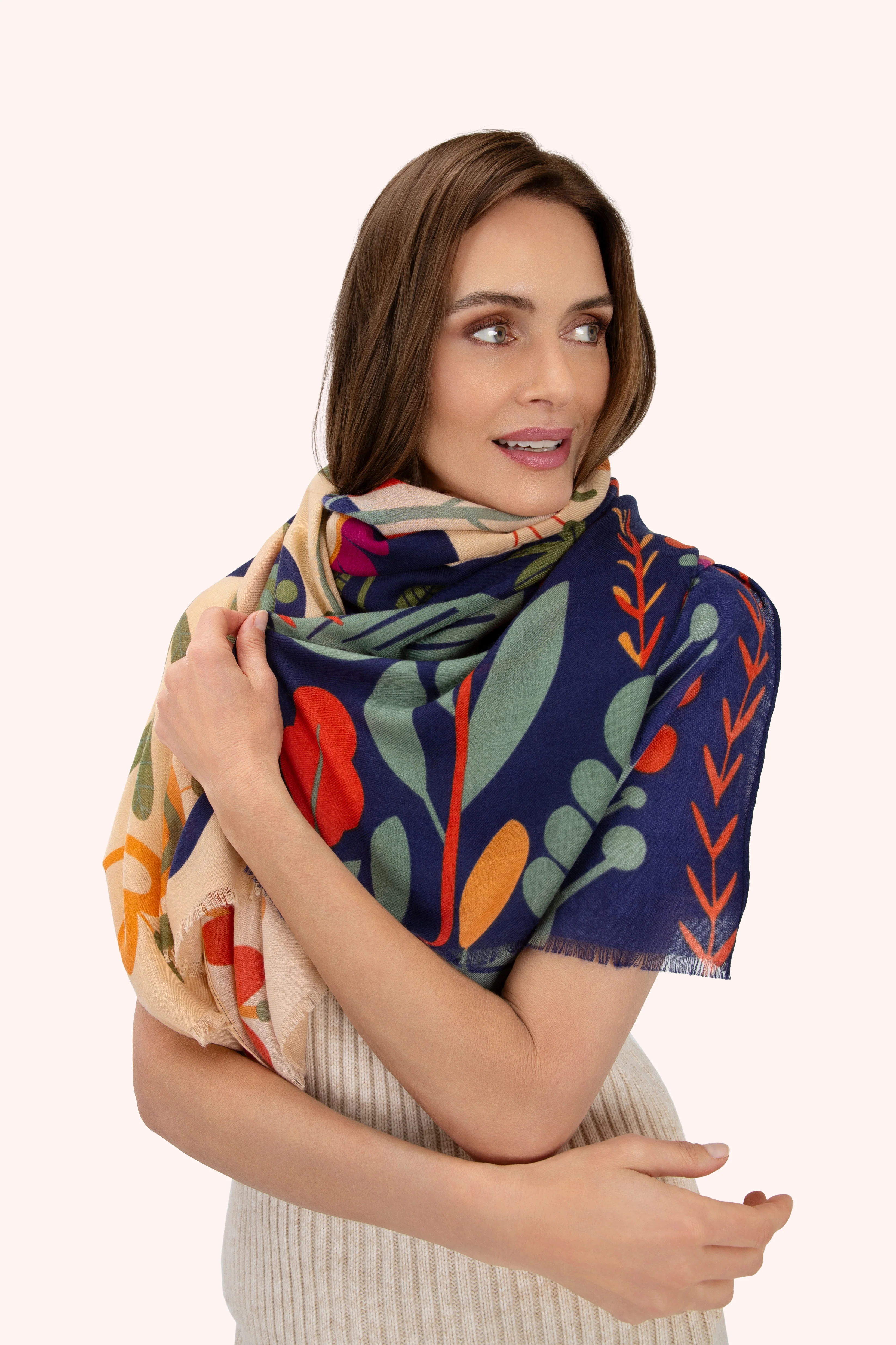 Print Scarf - Scandi Two-Tone Floral - Image 2
