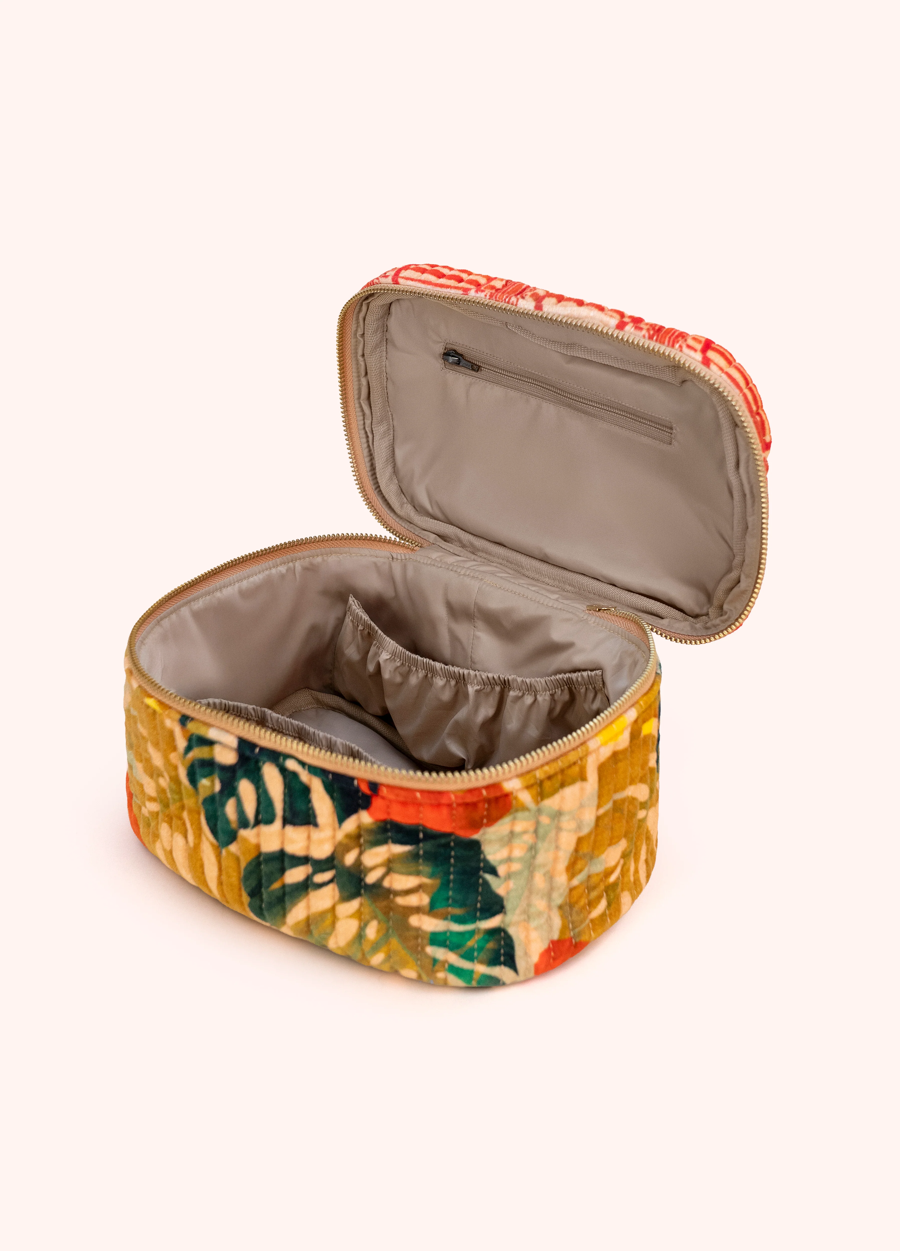 Quilted Velvet Vanity Case - Exotic Leaves - Image 2