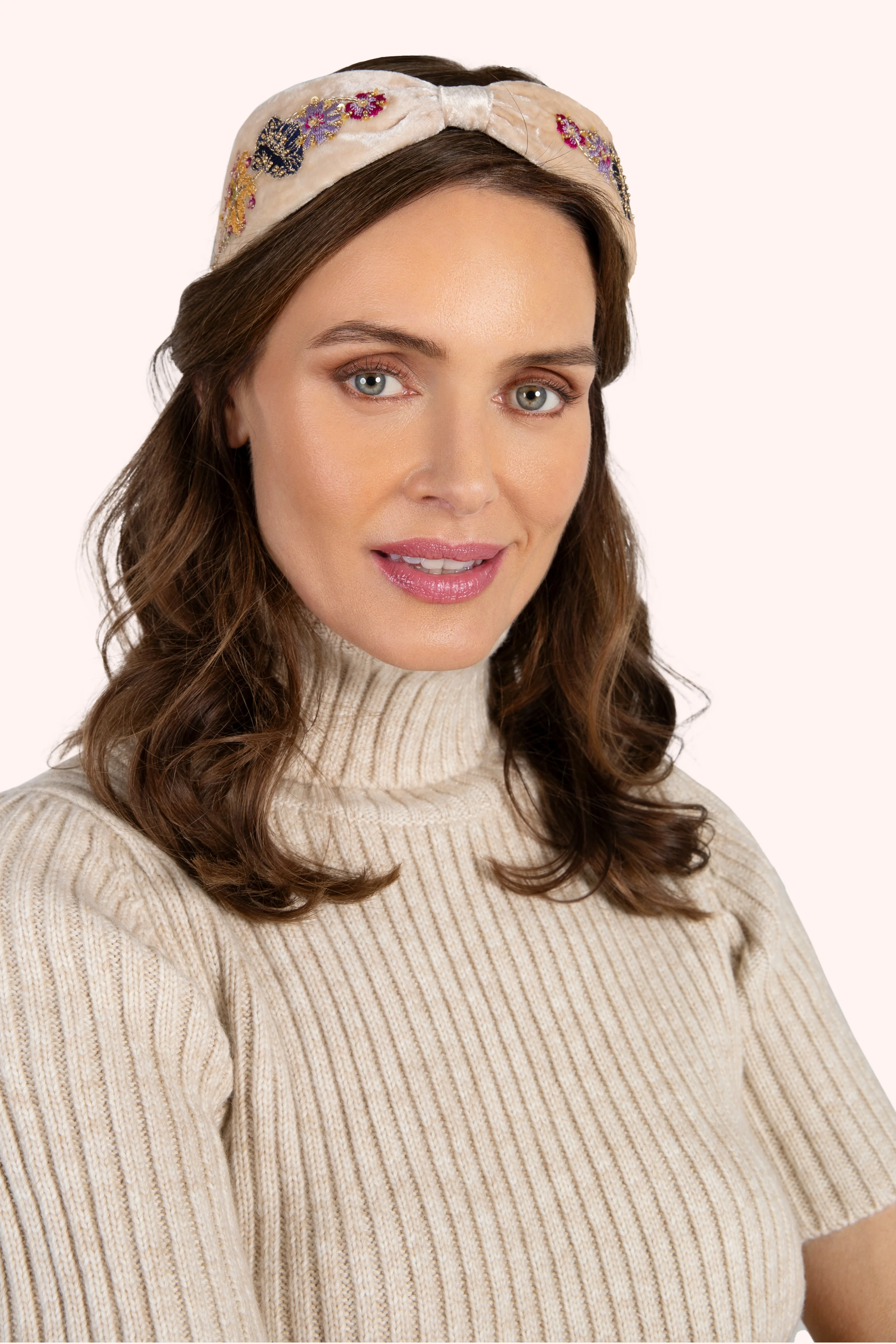 Velvet Headband - Cream Posy - Image 2