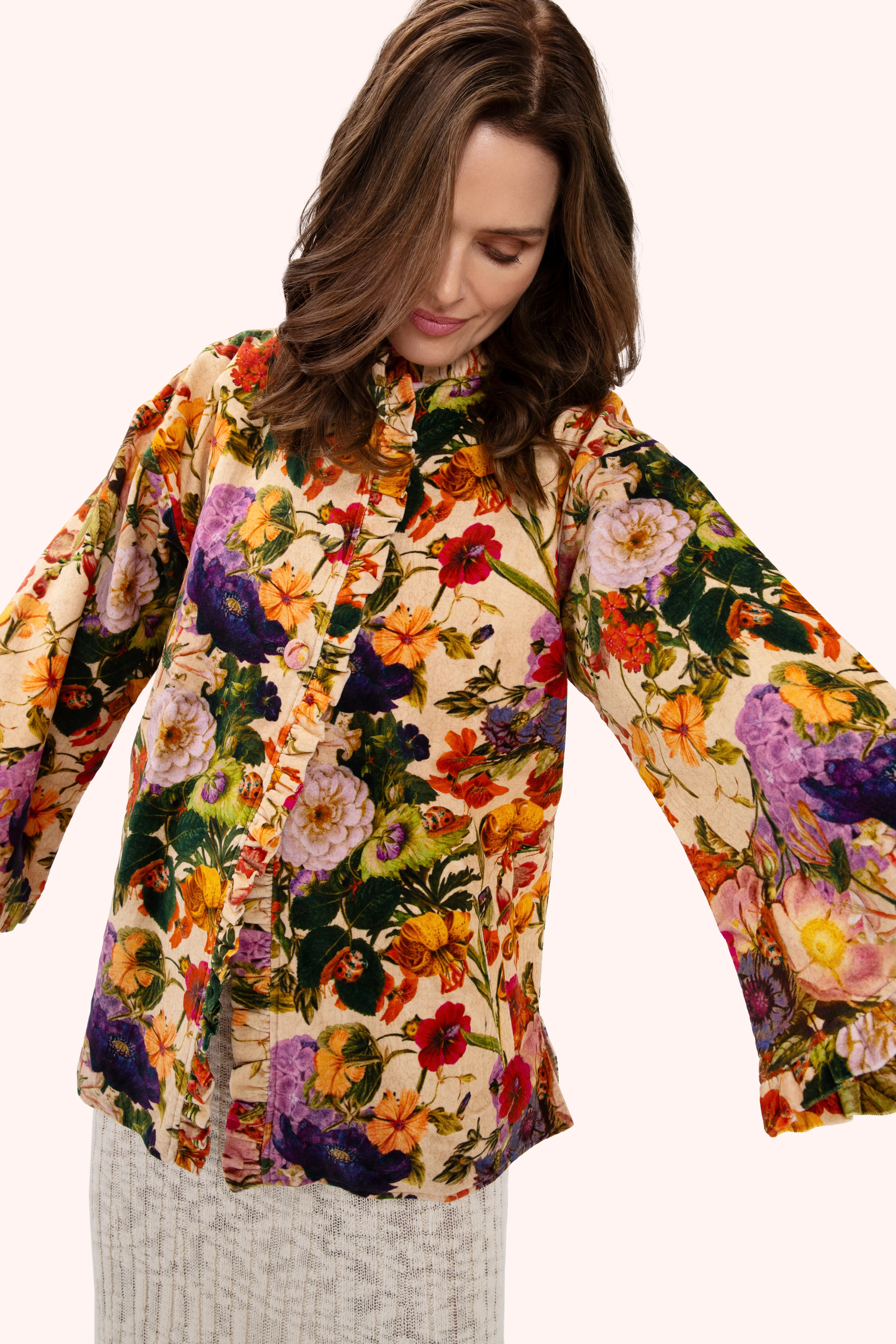 Velvet Jacket - Cream Posy - Image 5
