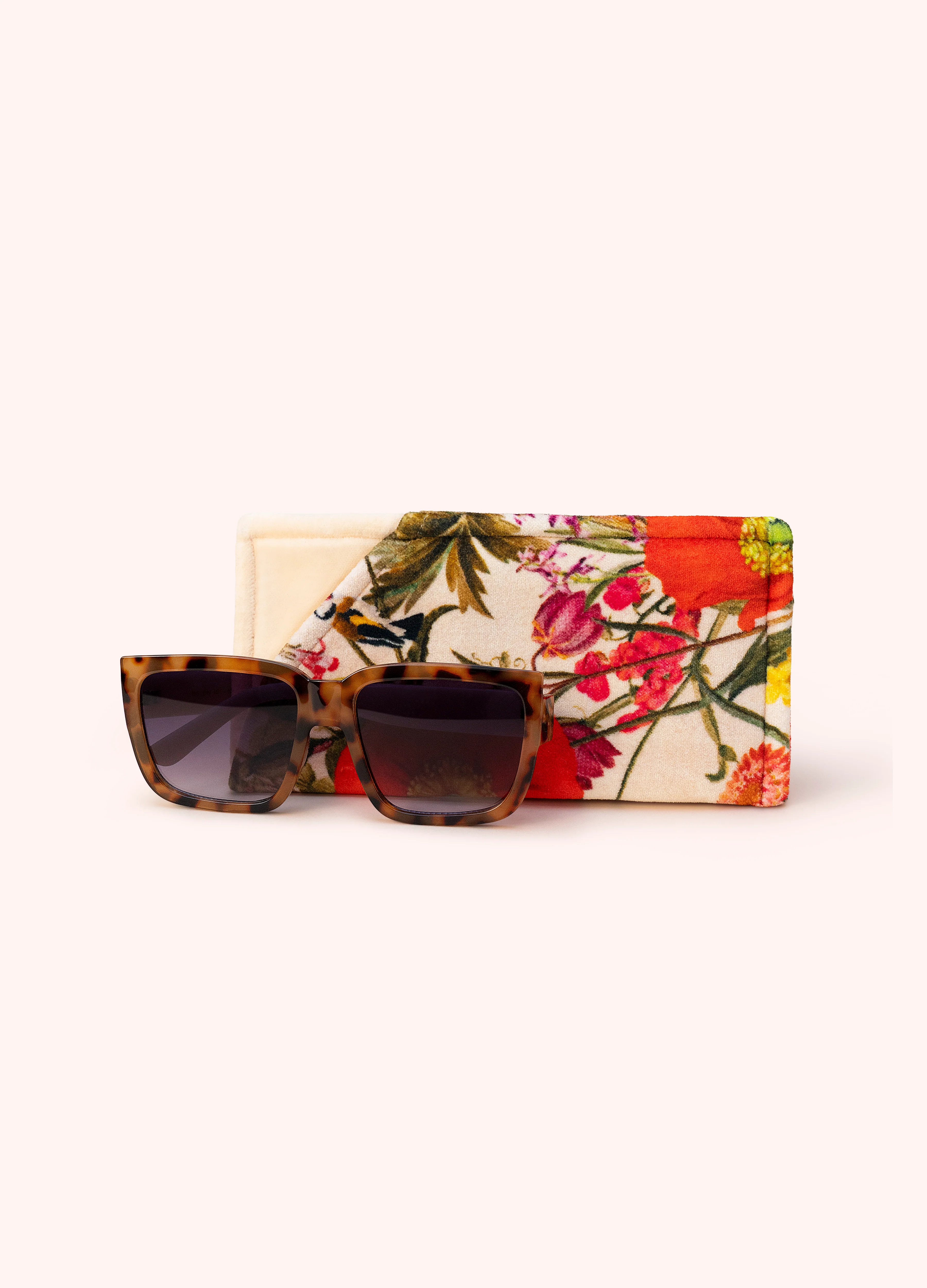 Velvet Sunglasses Pouch - Fine Flora, Cream - Image 3