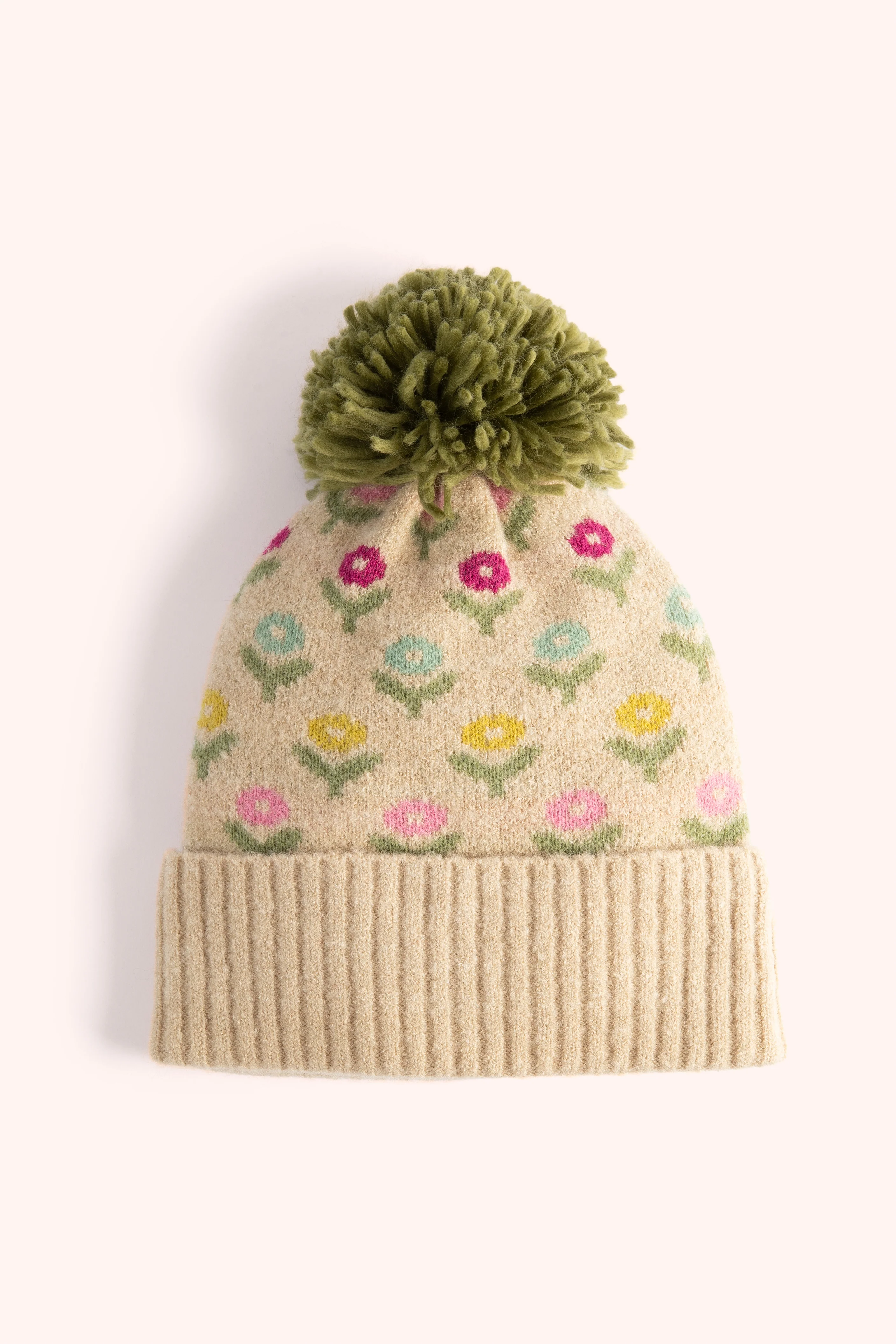 Willow Ditsy Flower Pompom Hat, Cream - Image 2