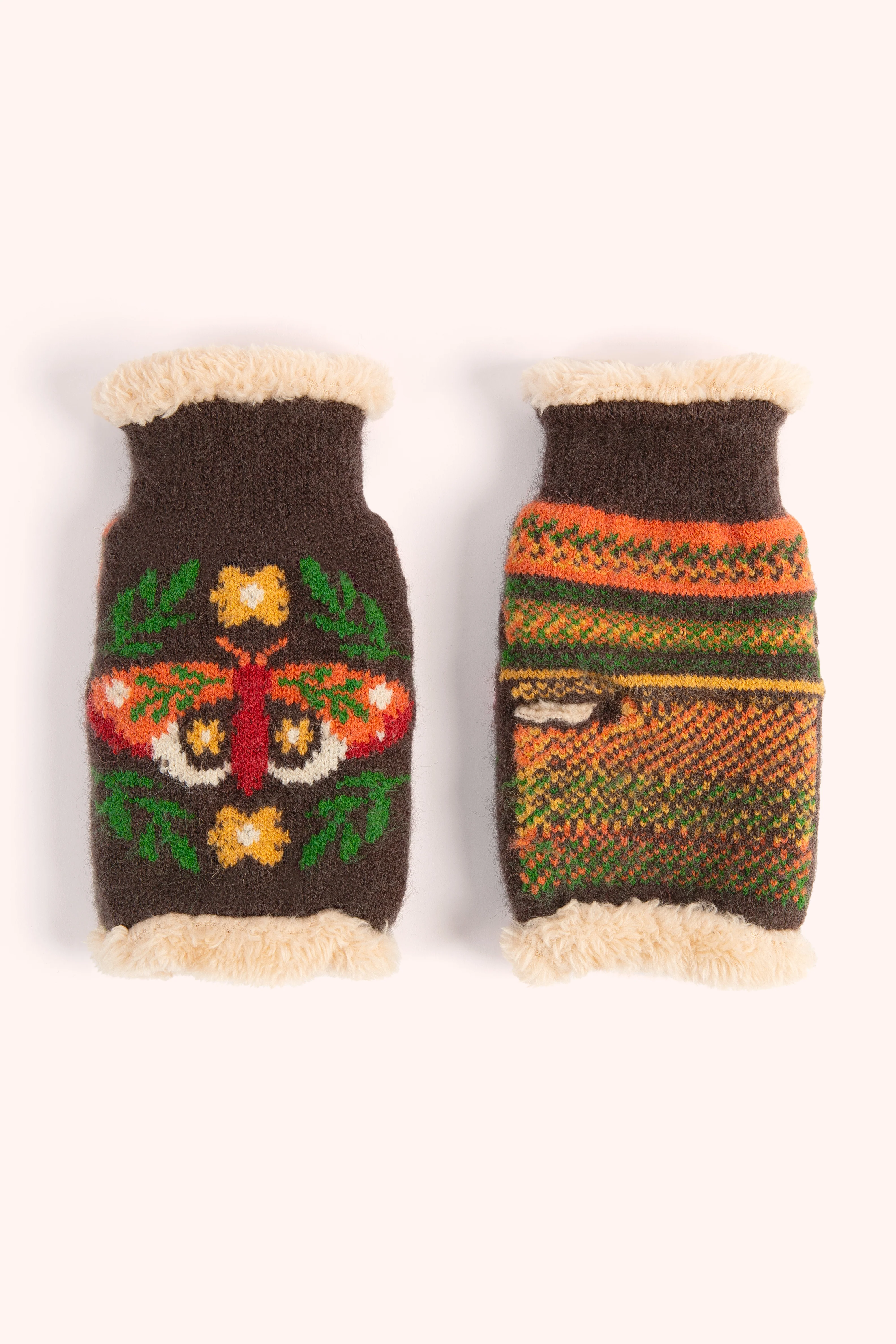 Winter Moth Wrist Warmers - Chocolate - Image 2