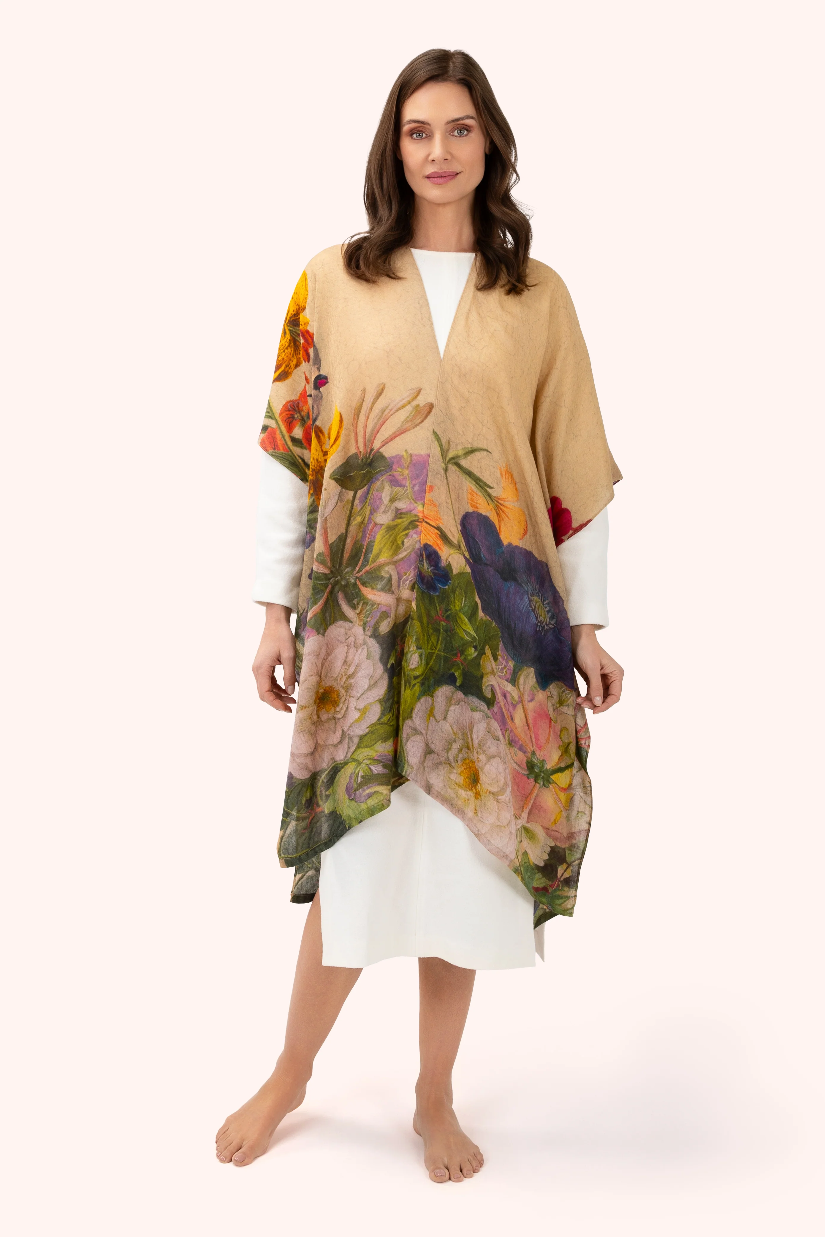Wool Wraparound - Autumn Posy, Cream - Image 3