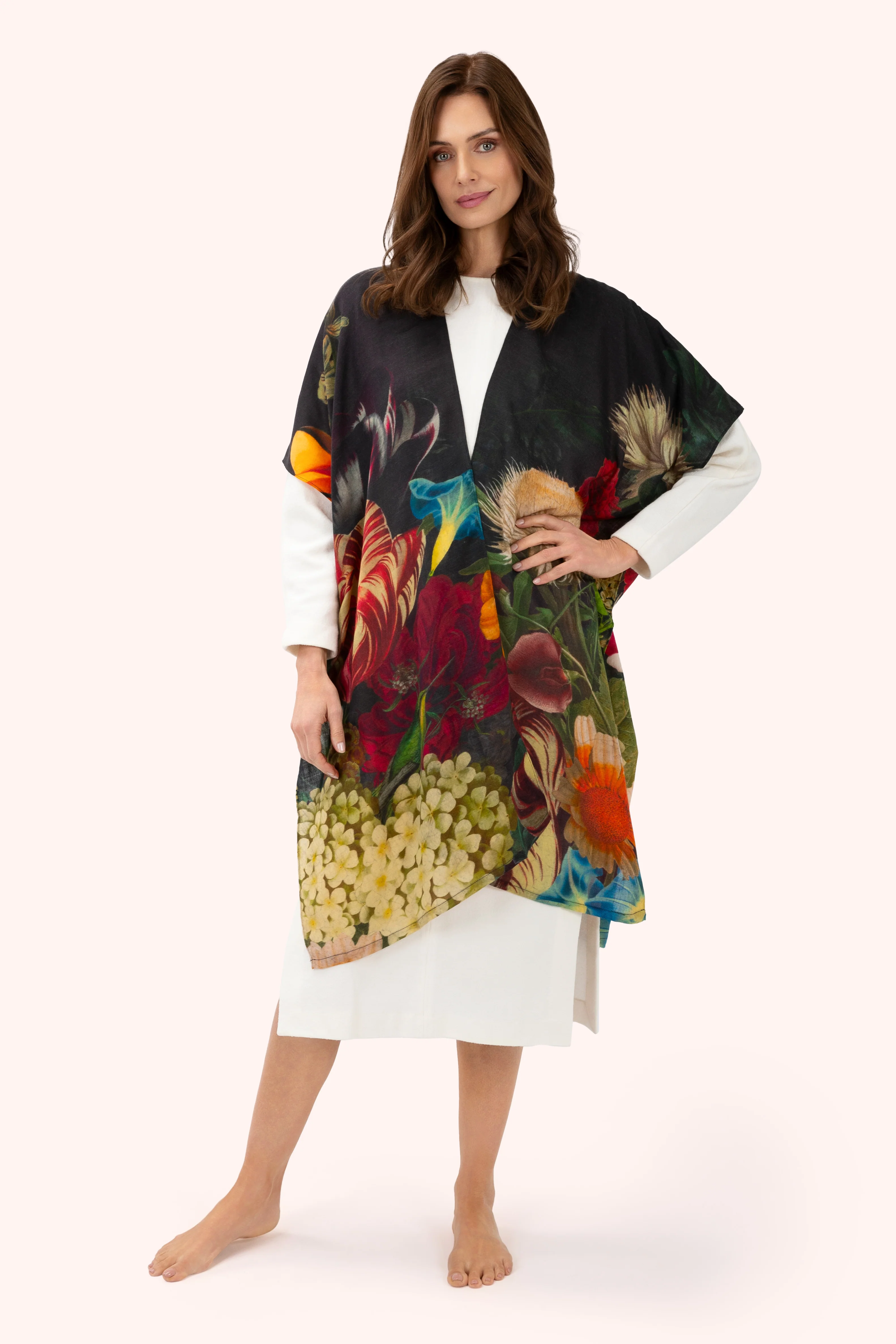 Wool Wraparound - Opulant Florals, Chocolate - Image 4