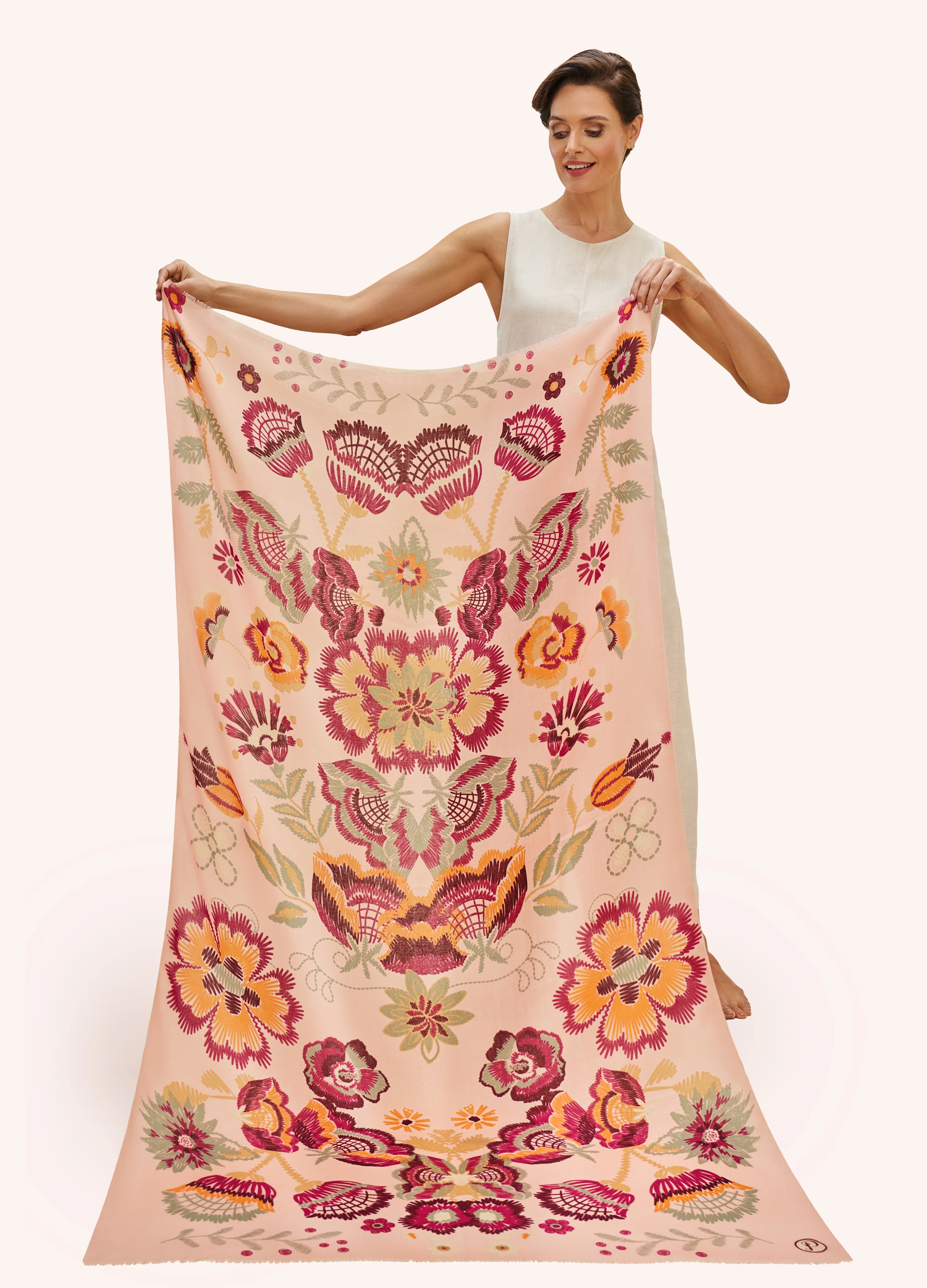 Printed Floral Symmetry Scarf - Image 2