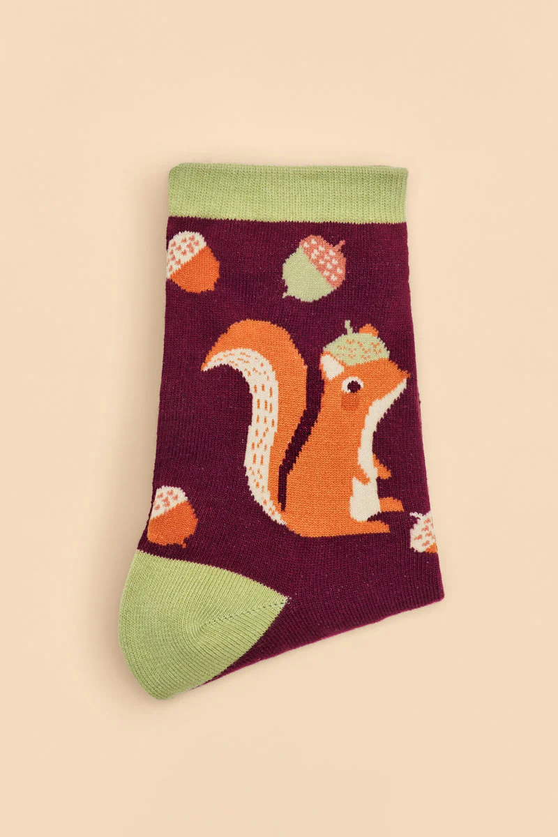 Squirrel with Acorn Beret Ankle Socks - Image 2