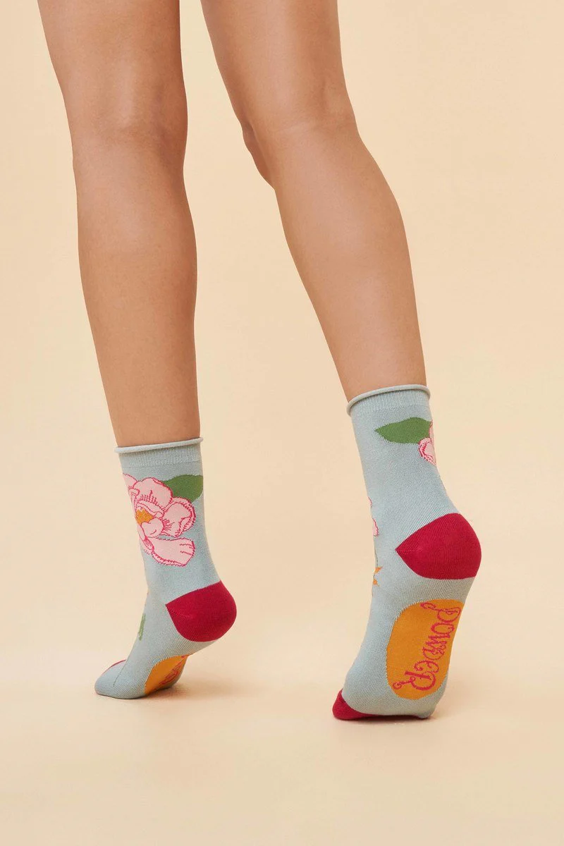 Tropical Flora Ankle Socks - Ice - Image 3