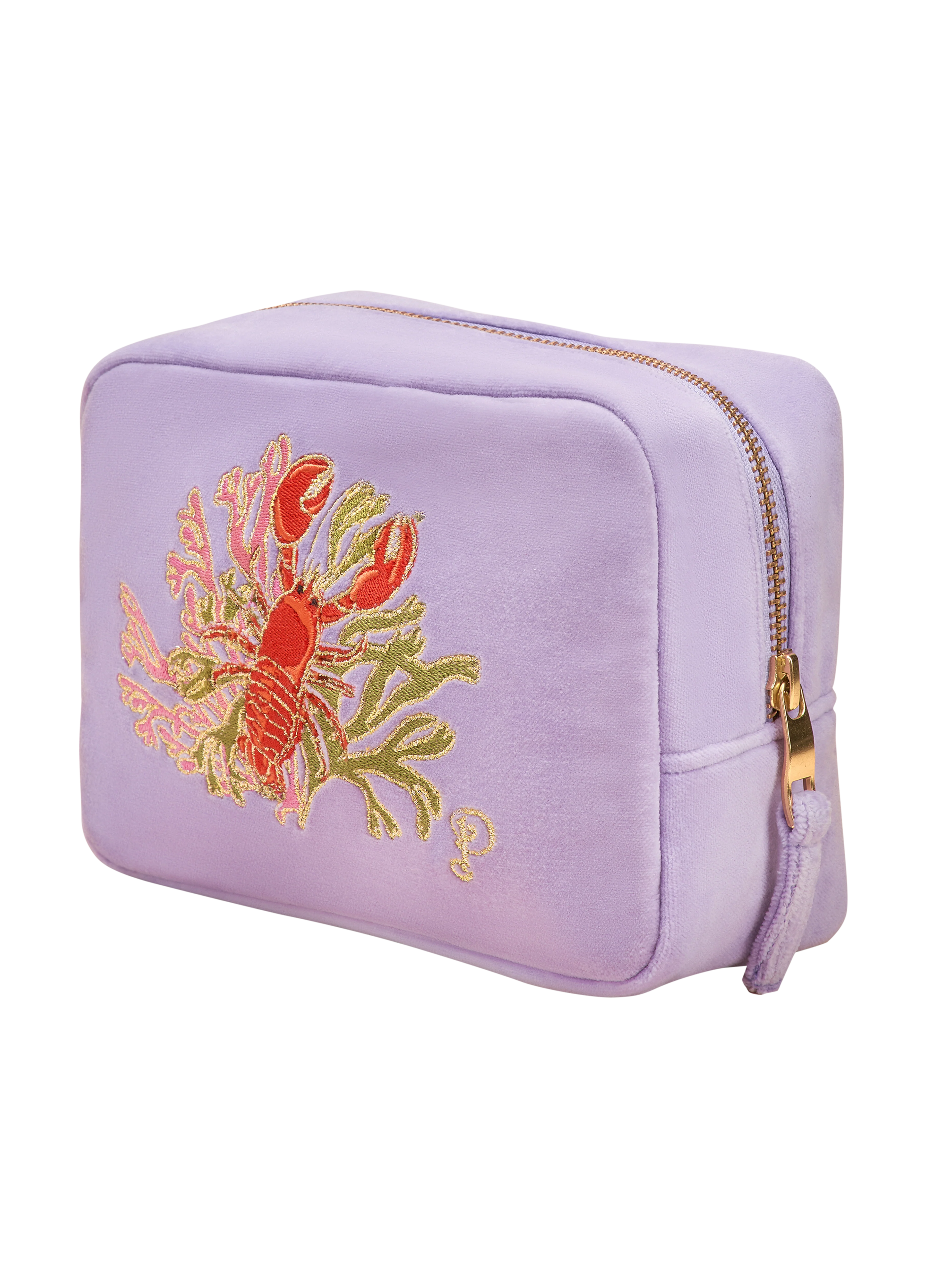 Velvet Embroidered Make Up Bag