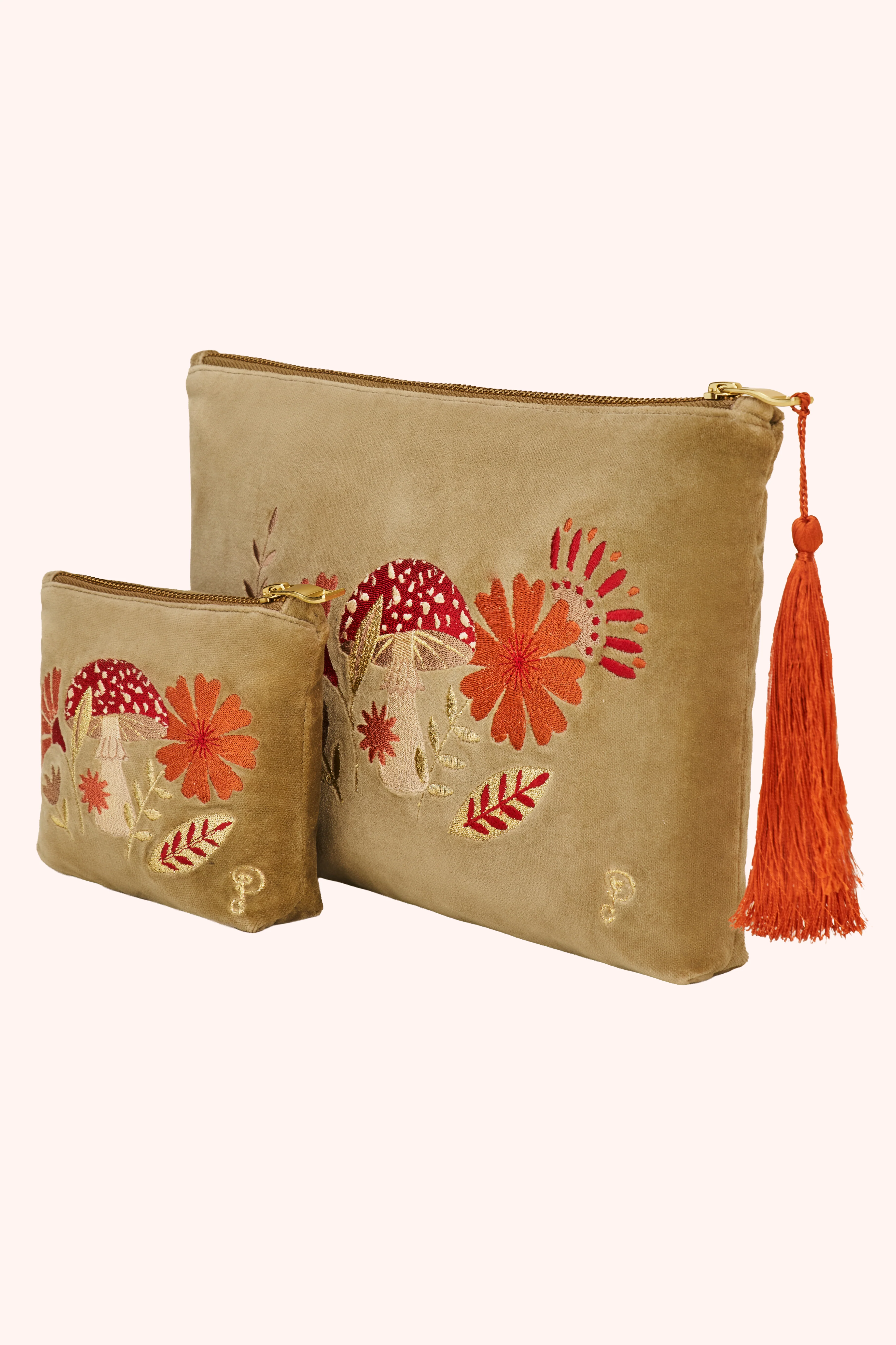 Velvet Zip Pouch - Tranquil Toadstool, Sage - Image 6