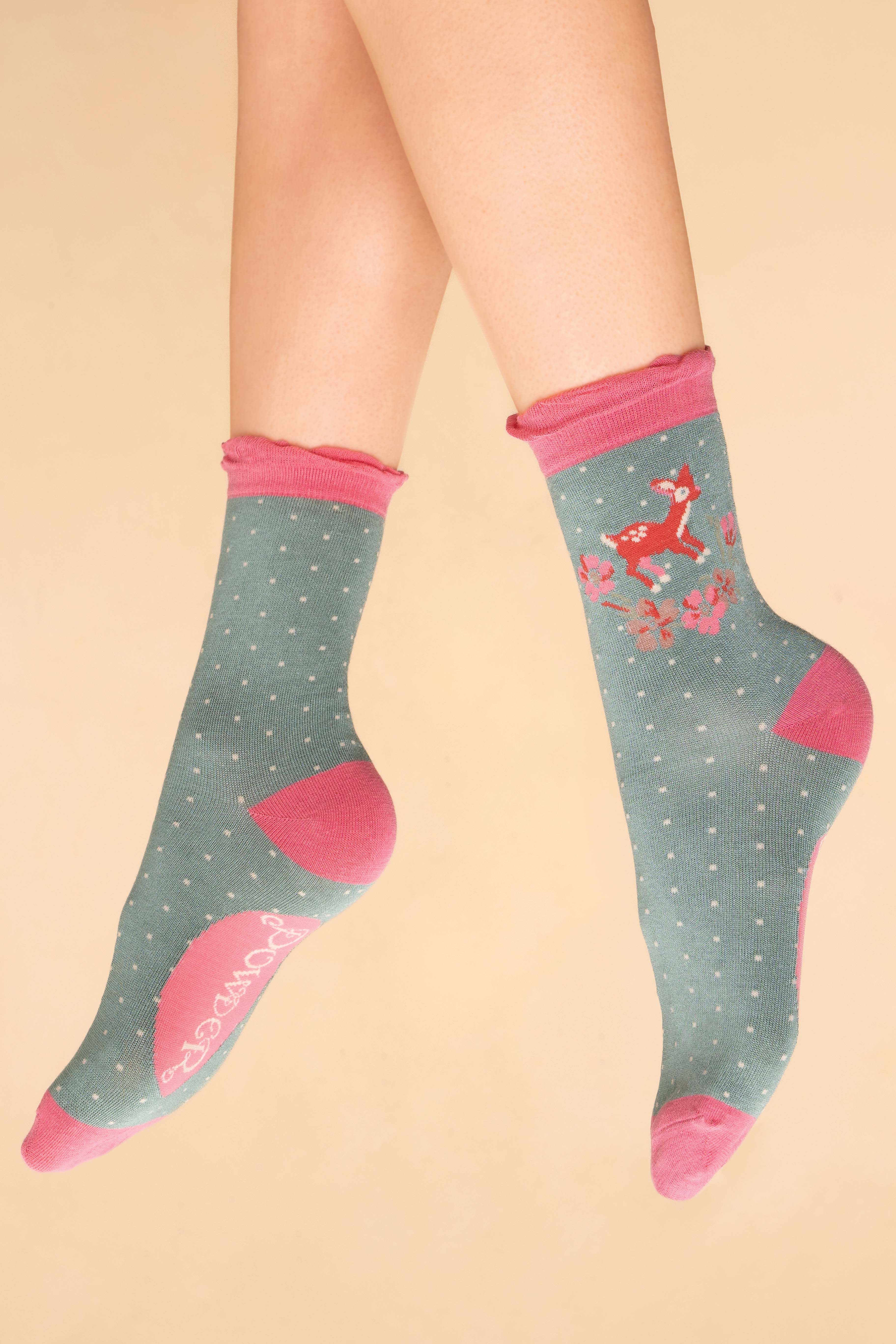 Vintage Fawn Ankle Socks - Sage
