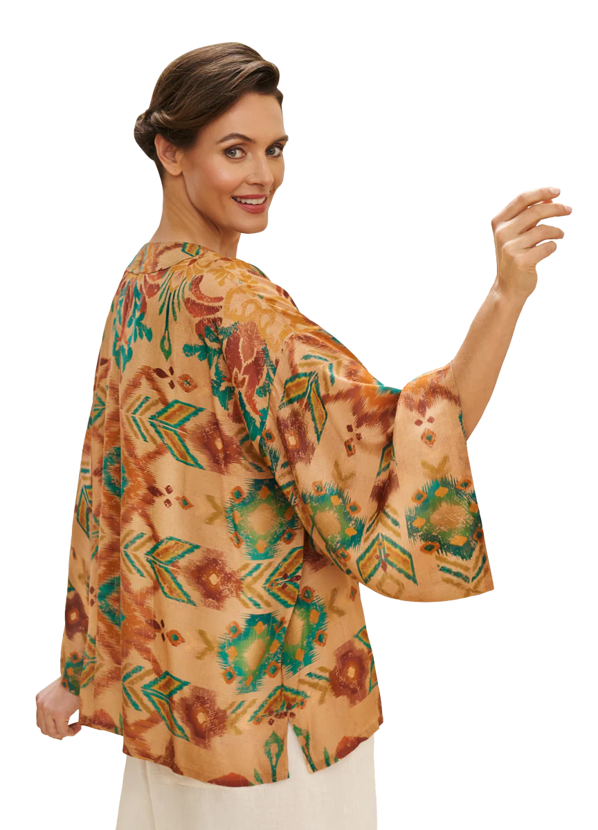 Warm Cream Ikat Kimono Jacket - Image 3