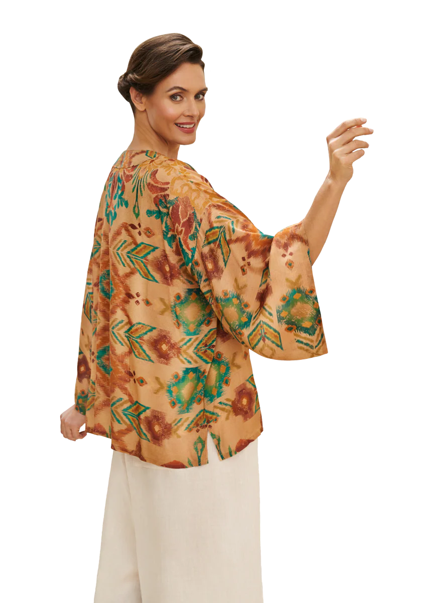 Warm Cream Ikat Kimono Jacket - Image 4