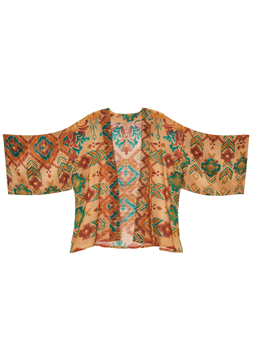 Warm Cream Ikat Kimono Jacket - Image 5