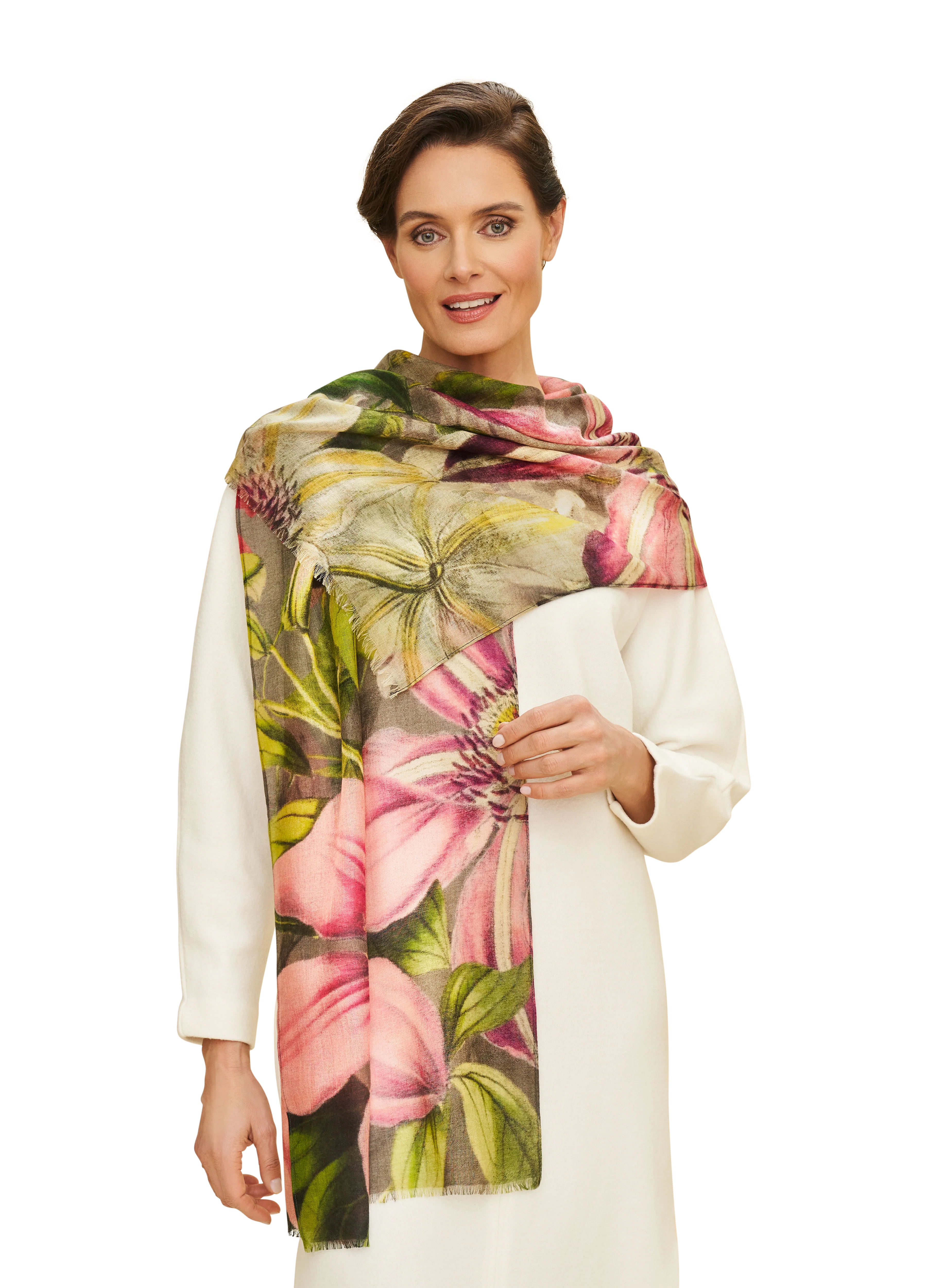 Wool Wrap Oversized Botanicals Scarf
