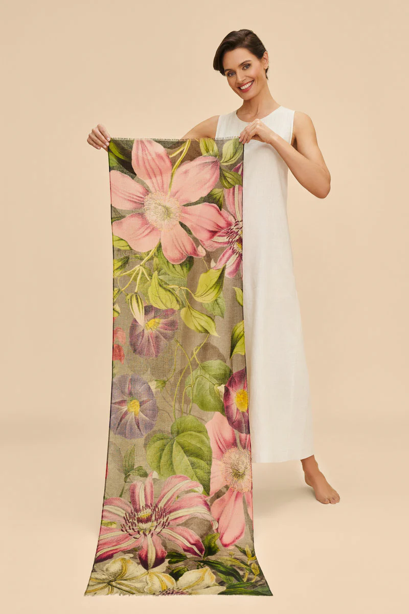 Wool Wrap Oversized Botanicals Scarf - Image 2