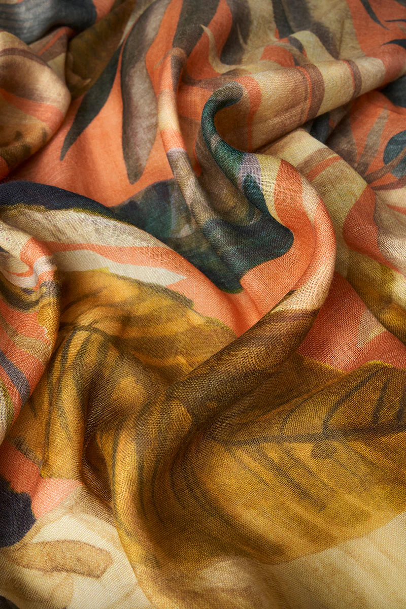Wool Wraparound - Painted Palms, Tangerine - Image 3